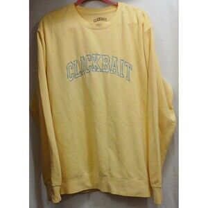 David Dobrik Yellow Clickbait Sweatshirt Blue Embroidered Letters Size Large EUC